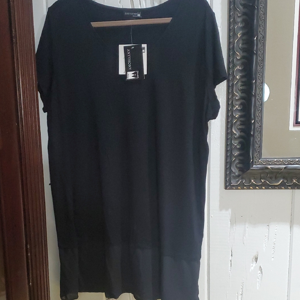 Apt. 9 Black Sheer Hem Tunic Top